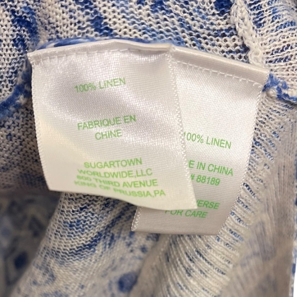 LILLY PULITZER Jameson Dolman Sleeve 100% Linen Blue Print Top Size XS/S INV - Picture 8 of 8